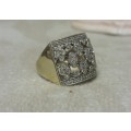 stunning ladies 9ct gold diamond ring shimmery 17mm width sizeT