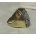 stunning ladies 9ct gold diamond ring shimmery 17mm width sizeT