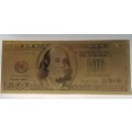 AMERICAN 100 DOLLORS 24 CT GOLD FOIL NOTE