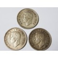 SOUTH AFRICAN 5 SHILLING COINS,1948