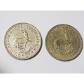 SOUTH AFRICAN 5 SHILLING COINS,1958