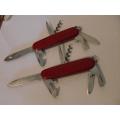WOW....2 X VINTAGE VICTORINOX (SWISS) OFFICERS RED PENKNIVES