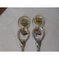 39 COLLECTORS CRESTED TEASPOONS (SOME WITH DANGLY CHARMS OF SA NEW & OLD FLAG TOO )