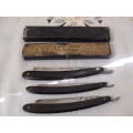 5 VINTAGE CUT THROAT RAZORS....KROPP/GOLQUHOUN &CADMAN/GEORGE BUTLER & CO AND OTHERS