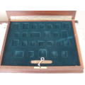 WOODEN PRESENTATION BOX WITH KEY AND VELVET INLAY FORGOLD STAMP SETS + A BONUS