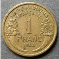 1944 AFRICA OCCIDENTALE FRANCAISE 1 FRANC