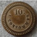 VINTAGE FRENCH 10 CENTIMES CONSOMMER TOKEN