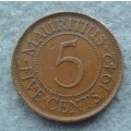 1942 MAURITIUS 5 CENT (SA MINT) : ONLY 940 000 MINTAGE