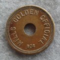 MILLS GOLDEN OFFICIAL PINBALL TOKEN  1933 + 21MM DIAMETER