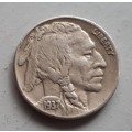 1937 USA FIVE CENT : BUFFALO NICKEL : GOOD LOOKING DETAILS