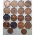18 X Australia one penny lot : various dates