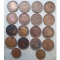 18 X Australia one penny lot : various dates