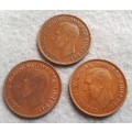1950 , 51  & 52 Australia one penny trio