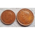 1948 Australia  half & a one penny pair