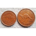 1948 Australia  half & a one penny pair