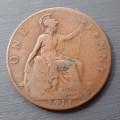 1911 G.Brit one penny : Gouby penny : hollow neck variety : freeman 171