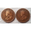 1911 & 1912 Australia one penny pair