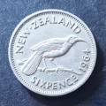 1964 NZ Sixpence