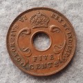 1942 East Africa 5 cent : no mint mark