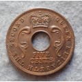 1956 East Africa 5 cent (H) mint mark