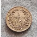 1876 Netherlands 5 cents : only 200 000 mintage