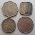 1943 & 44 Ceylon 1 , 5 ,10 & 25 cents