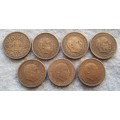 Spain una peseta`s collection : 7 different years
