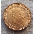 1953 Spain 1 peseta star date  * 56 : unc
