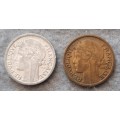 1937 & 45 FRANCE  1 franc pair
