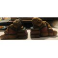 Solid Wood Children Bookends Made in Thailand in Excellent Condition