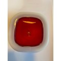 Barbini Murano translucent opaline dish/ bowl, red  and white alabastro