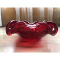 Vintage Cranberry Murano Art Glass Bowl