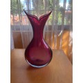 Vintage Murano Italian Art Glass Flavio Poli Cranberry Sommerso Cased Vase