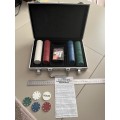 Lovely Texas Poker with many chips set in steel case