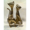 3 Awesome Old solid Brass Cat's .Tall one is 185mm Tall,middle one 165mm Tall, small one 137mm Tall.