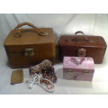 2 Ladies Vanity case's.Pullman with a lock & Key.A Red one& a Musical Ballerina. Second/h condition.