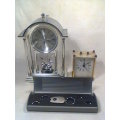 A working "Recardo" mantel Clock with a Alarm Plus a Brass Carrage Clock & a Key ring set with Light