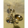 A made in England by "Vikana" EP Zinc 3 Stick.Candlestick with Snuffer.In second/hand condition