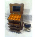 Magnificent for the Collector, Solid wood handmade 3 x Draw Jewelry Cabinet + Tie Studs & Cufflinks.