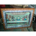 A Awesome Mirrored Tray with the last Supper Motif in good second hand used condition.37.5 x 52.5cm
