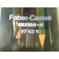 A Faber Castell protractor & genuine push button pencil plus a new lead pencil.In top order.