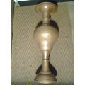 A Large Indian Brass Ornamental Vase's with designs.In good used condition and Size: 460mm Tall