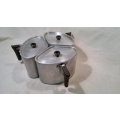 Vintage 3 Hart 1/3 Aluminum Lidded Pots from a Old Swartberg Farm House.All in good used condition.