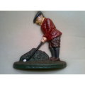 Vintage Cast Iron Door Stop with Golfer motif in clean condition.Size:170mm T x 200mm L Good order.