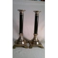 For that special event. 2 Old Vintage Black & silver candlesticks in good used condition