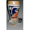 2 x Man Cave collectible's.A West German ceramic Grez boot Stein, 2 Liter Foot long boot Beer glass.