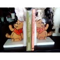 Handmade wooden `Winnie the Pooh` bookends. Ideal for the kiddies room. 18.5cm Tall.