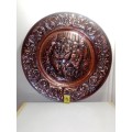 Very Very Large Embossed Copper Wall Plate with Tavern Scene. Well hammered.