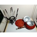 A must for the party or cook-out a Fondue set complete to use.