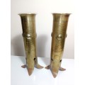 Vintage Brass Trench Art Candle holders